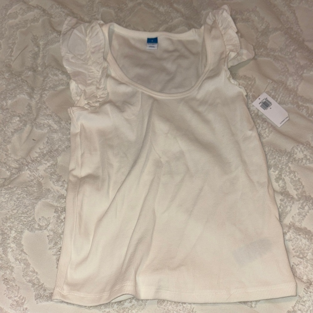 Old Navy Women's Ruffled Sleeve Tank Top - White